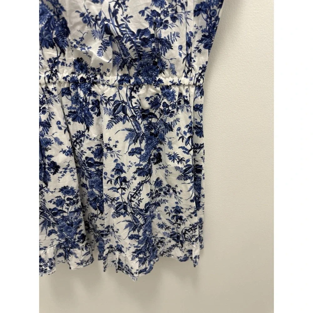 Janie and Jack Girls Size 14 Blue Jet Ivory Floral Ruffle Toile Ruffle Dress